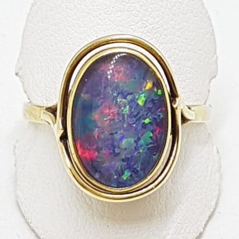 9ct Yellow Gold Oval Opal Triplet Ring