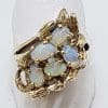 9ct Yellow Gold Solid White Opal Cluster Ring