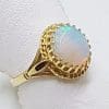 9ct Yellow Gold Oval Solid Opal Claw Set Ring