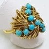 18ct Gold Large Turquoise Cluster Ring