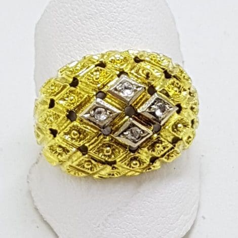 18ct Yellow and White Gold Cubic Zirconia Bulky Ring