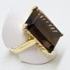 14ct Gold Large Rectangular Smokey Quartz Ring