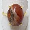 18ct Gold Large Oval Agate Ring