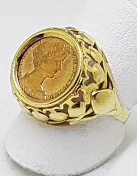 8ct Yellow Gold Ornate Coin Ring