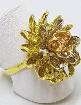 18ct Yellow, White and Rose Gold ( Three Tone) Large Flower Ring