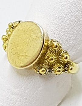 18ct Yellow Gold Ornate Oval Signet Ring