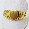 18ct Yellow Gold Heart Signet Ring - Ornate