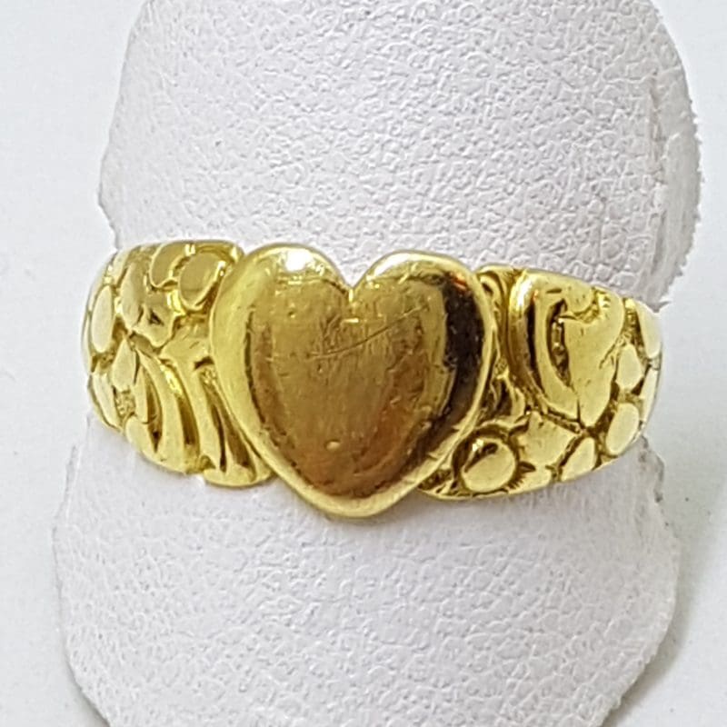 20200416_192412 18ct Yellow Gold Heart Signet Ring - Ornate