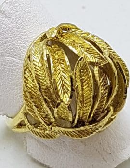 18ct Yellow Gold Large Ornate Leaf Motif Ring