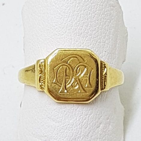 18ct Yellow Gold Octagonal Monogrammed Signet Ring