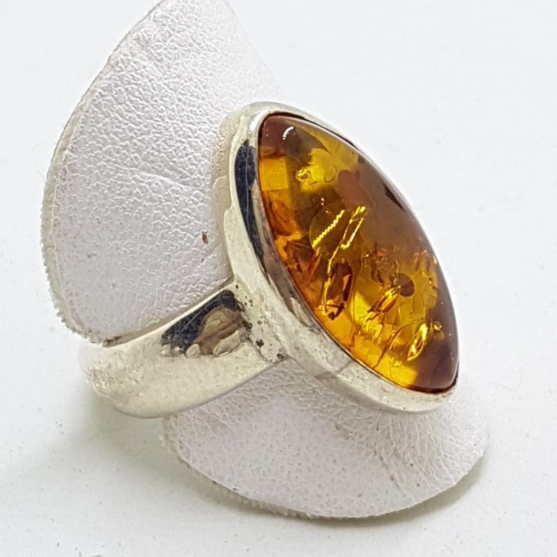 20200417_105135 Sterling Silver Amber Ring - Marquis Shape