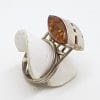 Sterling Silver Unusual and High Natural Amber Ring