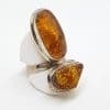 Sterling Silver Long Natural Amber Ring