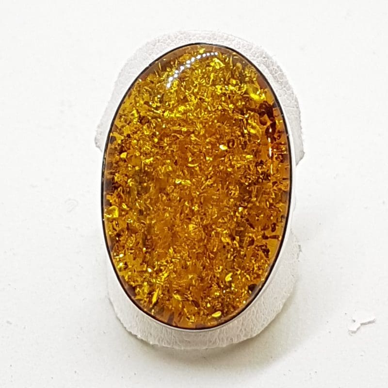 20200417_114403 Sterling Silver Large Oval Natural Amber Ring