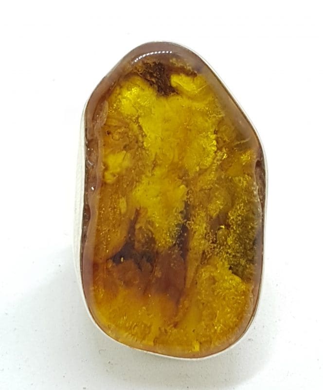 20200417_120635 Sterling Silver Very Large Chunky Natural Amber Ring