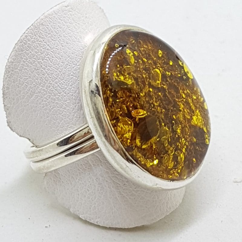 20200417_120721 Sterling Silver Oval Natural Amber Ring - Expandable