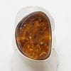 Sterling Silver Largel Natural Amber Ring