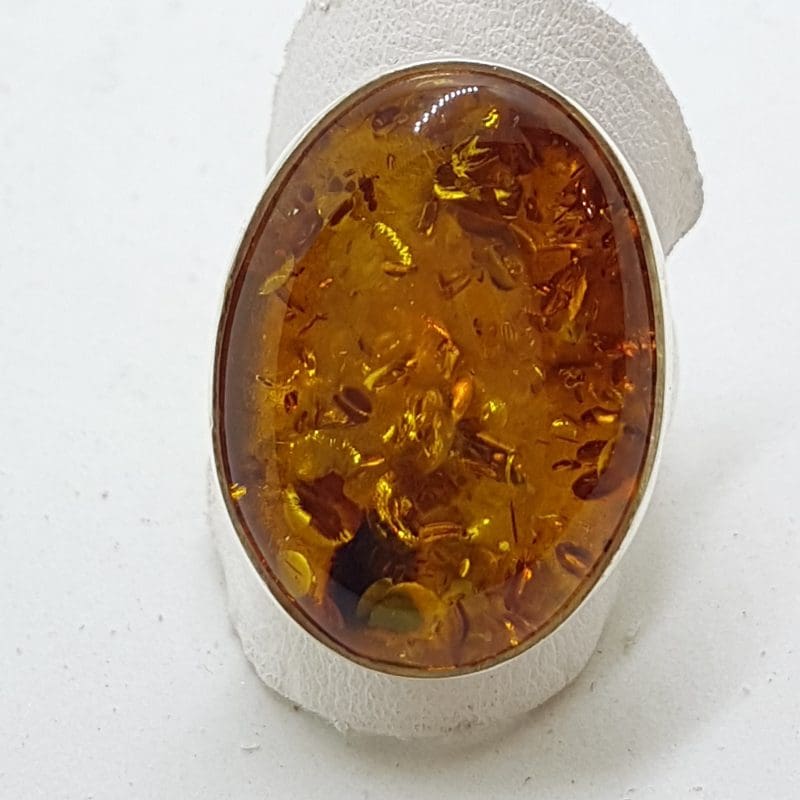 20200417_121448 Sterling Silver Large Oval Natural Amber Ring