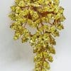 Gold Plated Jewelcrest Striking Yellow Rhinestone Cluster Spray Brooch