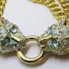 Gold Plated Panther Heads Large Necklace