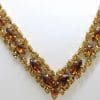 Gold Plated Brown and Yellow Rhinestone Vintage Necklace