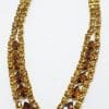 Gold Plated Brown and Yellow Rhinestone Vintage Necklace