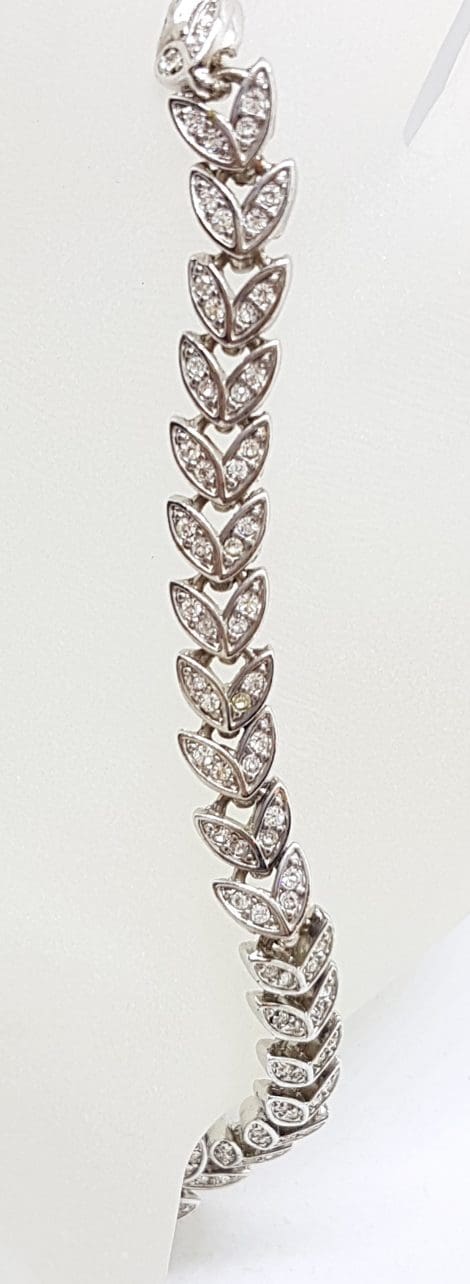 Silver Plated Swarovski Crystal Leaf Design Bracelet