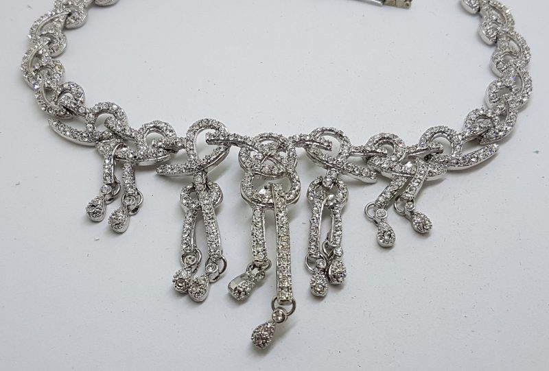 Silver Plated Swarovski Crystal Ornate Necklace