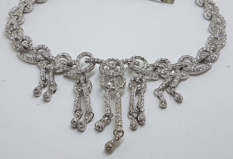 Silver Plated Swarovski Crystal Ornate Necklace