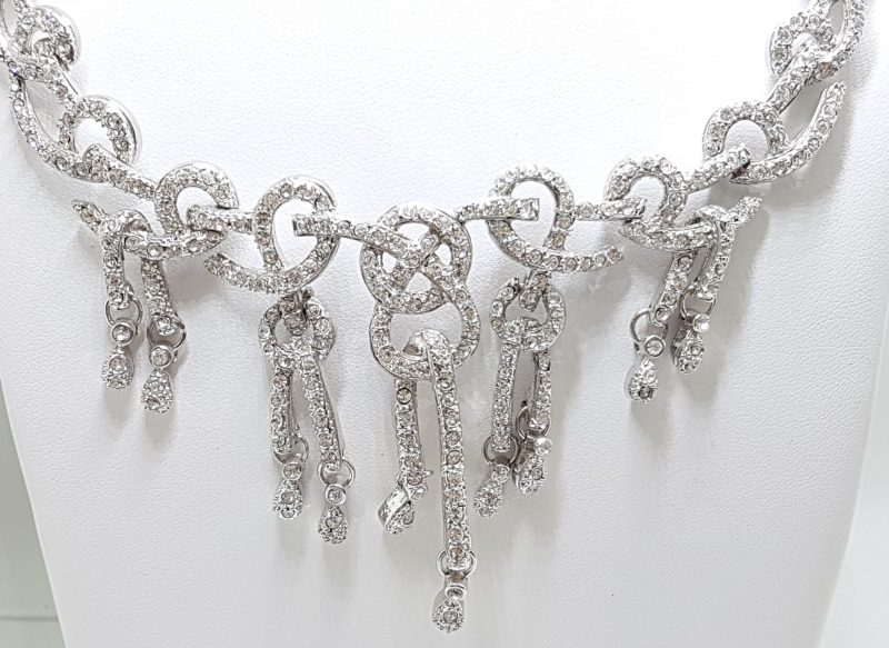 Silver Plated Swarovski Crystal Ornate Necklace