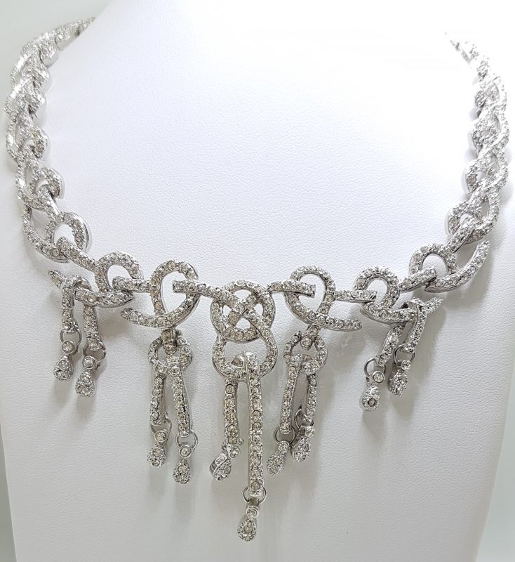Silver Plated Swarovski Crystal Ornate Necklace