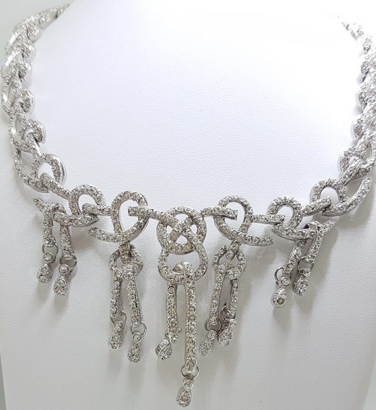 Silver Plated Swarovski Crystal Ornate Necklace