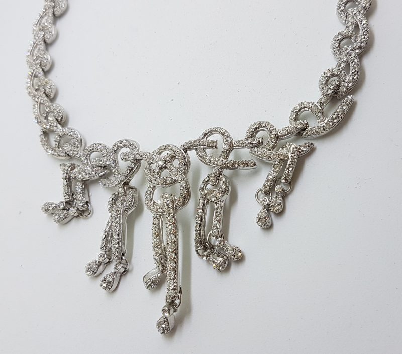 Silver Plated Swarovski Crystal Ornate Necklace