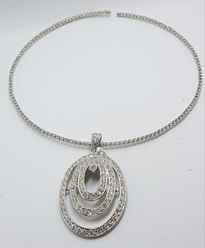 20200420_184228 Silver Plated Swarovski Crystal Large Oval Pendant on Choker