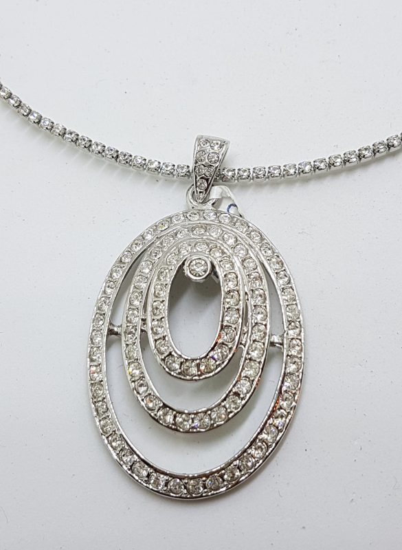 20200420_184246 Silver Plated Swarovski Crystal Large Oval Pendant on Choker