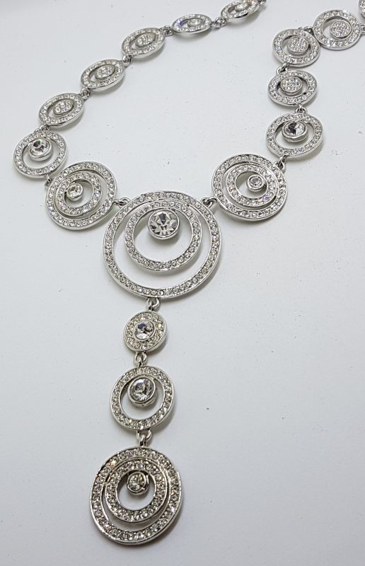 Silver Plated Swarovski Crystal Drop Large Necklace