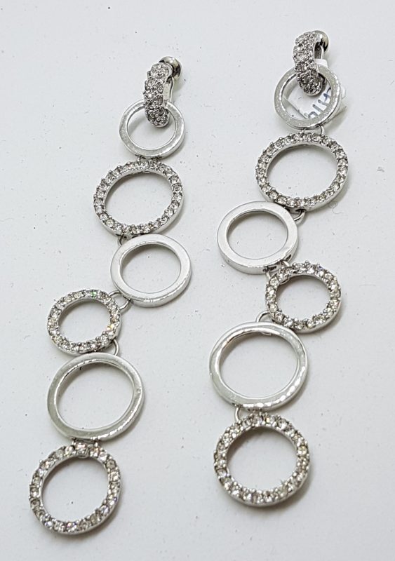 Silver Plated Swarovski Crystal Long Drop Earrings