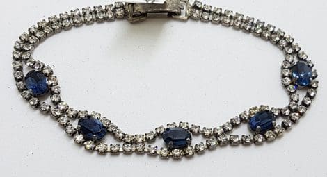 Silver Plated Rhinestone & Blue Bracelet