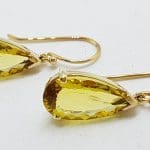 9ct Yellow Gold Teardrop Shape Lemon Citrine Drop Earrings