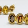 9ct Yellow Gold Citrine & Smokey Quartz Stud Earrings