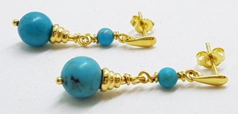 9ct Yellow Gold Turquoise Drop Earrings