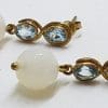 9ct Yellow Gold Topaz & White Agate Ball Drop Earrings - Handmade