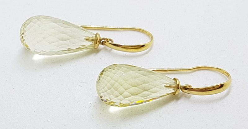 9ct Yellow Gold Lemon Citrine Long Drop Earrings