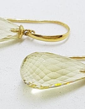 9ct Yellow Gold Lemon Citrine Long Drop Earrings