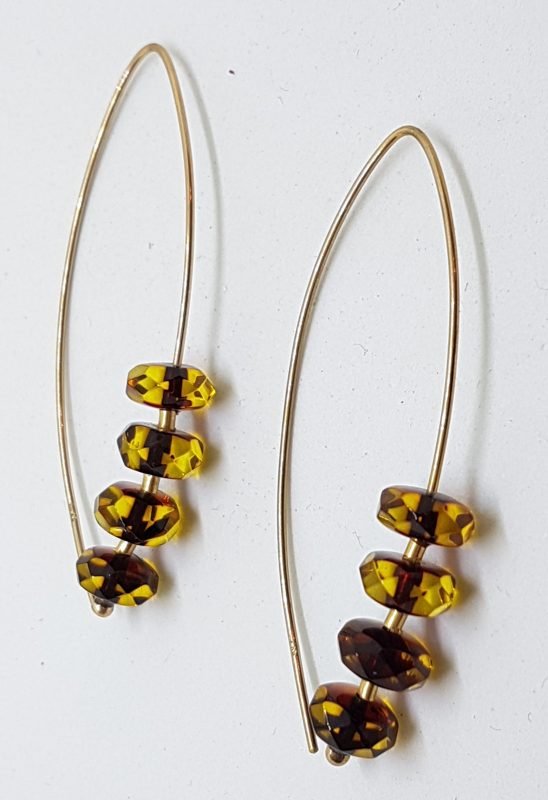20200420_191549 9ct Yellow Gold Long Green Natural Amber Drop Earrings