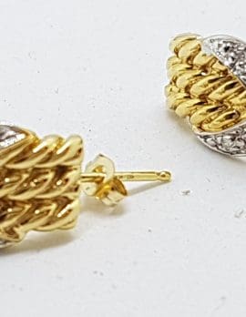 9ct Yellow Gold Diamond Half Hoop Earrings