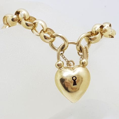 9ct Gold Heavy Belcher Link Padlock Bracelet