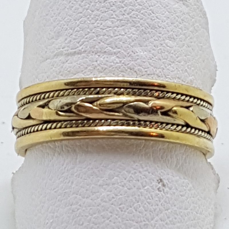 9ct Yellow, Rose and White Gold Celtic Plait Design Wedding Band Ring