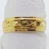 18ct Yellow Gold Patterned Wide Wedding Band Ring