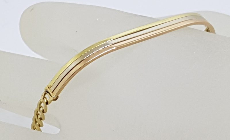 9ct Yellow, White and Rose Gold - Three Tone - Bangle / Bracelet